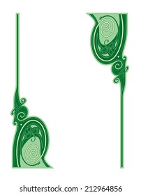 Art Nouveau frame in a green color scheme. Vector illustration.