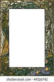 Art Nouveau Frame - Hand drawn in loose style. Outline,  color and background on separate layers.