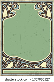 Art Nouveau Frame, Photo Frame, Retro Color Border from the 1920s, 1930s, Grunge Texture Pattern svg