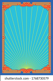 Art Nouveau Frame Psychedelic Color Combintation, Retro Shapes