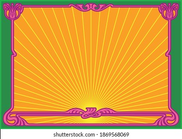 Art Nouveau Frame Psychedelic Color Background