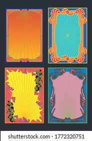 Art Nouveau Frame Psychedelic Colors 1960s, 1970s Style Covers, Poster Backgrounds