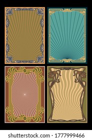 Art Nouveau Frame Set, 1920s Shapes and Color Combinations 