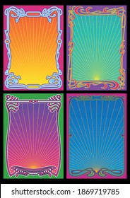 Art Nouveau Frame Set, Psychedelic Color Backgrounds, Poster, Cover Templates