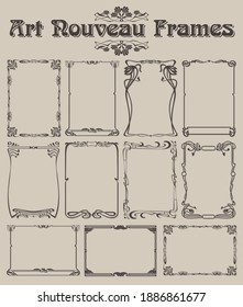 Art Nouveau Frame Set, Retro Decorative Borders 