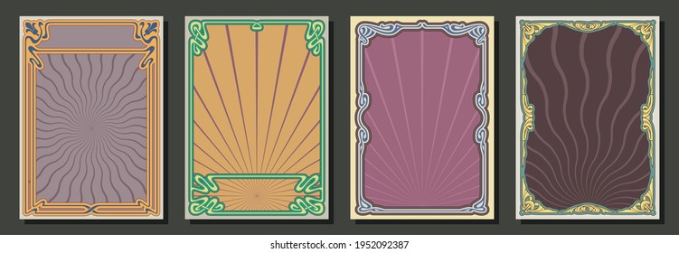 Art Nouveau Frame Set, Retro Colors and Decor