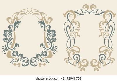 Art Nouveau frame style, vector design