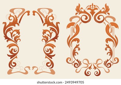 Art Nouveau frame style, vector design