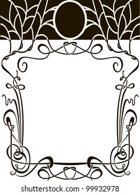Art nouveau frame. Vector wedding background. Design elements
