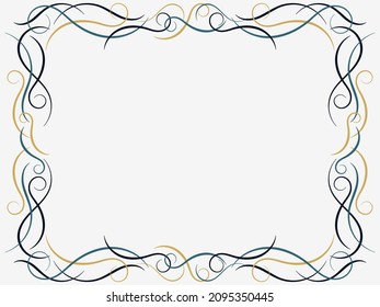 Art Nouveau frame. Vintage linear border with curlicues. Art deco design a template for invitations, leaflets and greeting cards. The style of the 1920s - 1930s. Vector illustration