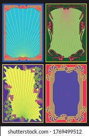 Art Nouveau Frames 1960s Psychedelic Art Poster, Cover Templates