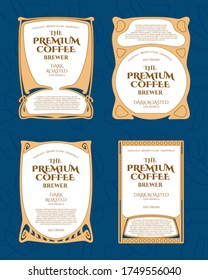 art nouveau frames and borders vector design mockup set