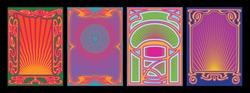 Art Nouveau Frames And Decor, Psychedelic Color Music Poster, Cover Templates 1960s, 1970s Style 