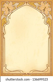 Art nouveau frames with space for text on old paper. Eps10