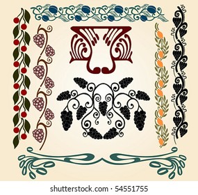 art nouveau fruit grapes