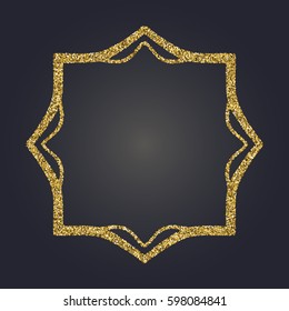 Art Nouveau gold glitter elegant smooth lines decorative rectangle vector frame for design. Art Deco style fine border ornament