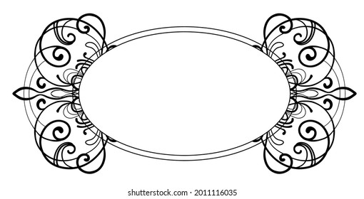Art nouveau inspired decorative design element. Beautiful Bohemian template. Hand drawn elegant illustration.