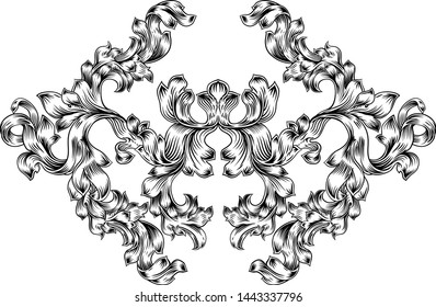 An art nouveau or Italian inspired floral motif scroll pattern in vintage style