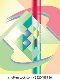 Art Nouveau in pastel color shapes