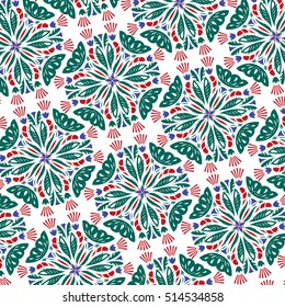 Art Nouveau pattern with the flower, leaf, plant, feather. Duplicate all elements and match the natural color to creating the pattern. 
