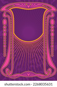 Art Nouveau Retro Style Psychedelic Colors Vintage Frame Background