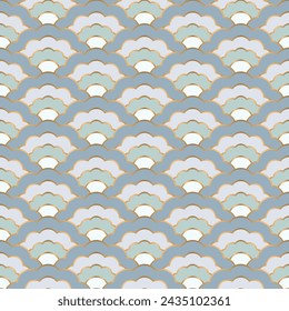 Art nouveau seamless pattern with circle and wave, vector illustration.	