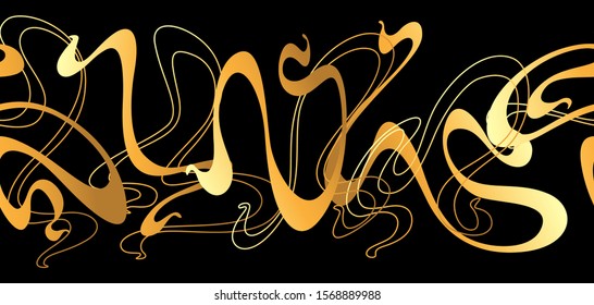 Art Nouveau seamless pattern. Curl texture in vintage old retro style.