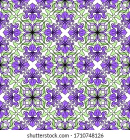 Art Nouveau seamless pattern. Floral motifs in retro style. Vintage texture with flowers and leaves.