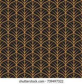 Art Nouveau Seamless Pattern. Geometric Floral decorative texture. Vector Leaves stylish background. Abstract sea shell illustration.
