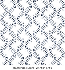 Art nouveau seamless pattern with many circles. Calm dark blue and vintage white colors design. Geometric many rings ornament. Arch shaped pattern. For printing wallpaper, giftpapers, textile.