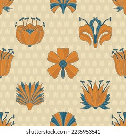 Art nouveau seamless pattern style flower plant basic element. 1920-1930 years vintage design. Symbol motif design. Vector illustration.