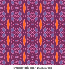 Art nouveau seamless pattern. Violet-lilac color scheme with splashes of orange. Vector illustration