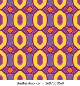 Art nouveau seamless pattern. Violet-lilac colors with interspersed yellow and orange. Vector illustration
