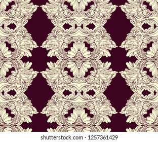 Art Nouveau seamless pattern with white floral patterns, hand drawing, vector eps 10