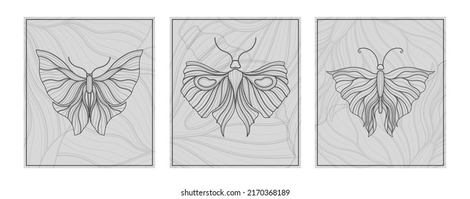 Art nouveau style butterfly background. 1920-1930 years vintage design. Symbol motif design.