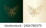 Art nouveau style butterfly basic element. 1920-1930 years vintage design. Symbol motif Emerald green design. Vector illustration.