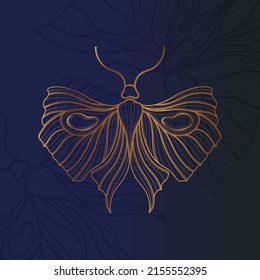 Art nouveau style butterfly basic element. 1920-1930 years vintage design. Symbol motif design.