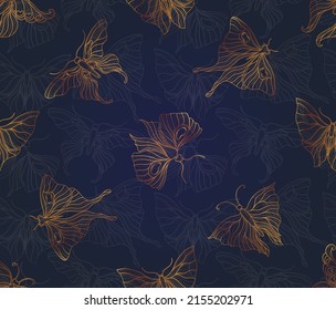 Art nouveau style butterfly pattern basic element. 1920-1930 years vintage design. Symbol motif design. 