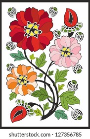 Art Nouveau style design elements - flower pattern