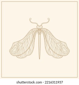 Art Nouveau estilo dragonfly insecto básico. 1920-1930 años de diseño vintage. Diseño de motivos de símbolo. Ilustración vectorial.