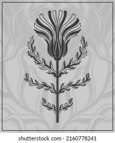 Art nouveau style flower plant basic element. 1920-1930 years vintage design. Symbol motif design.