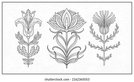 Art nouveau style flower plant basic element. 1920-1930 years vintage design. Symbol motif design.