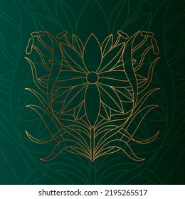 Art nouveau style flower plant basic element. 1920-1930 years vintage design. Symbol motif design. Vector illustration.