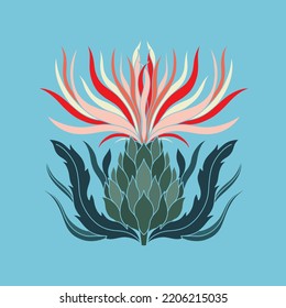 Art nouveau style flower plant basic element. 1920-1930 years vintage design. Symbol motif design. Vector illustration.