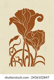 Art nouveau style flower plant motif template. 1920-1930 years vintage design. Symbol motif art deco design. Vector illustration.