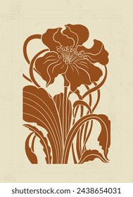 Art nouveau style flower plant motif template. 1920-1930 years vintage design. Symbol motif art deco design. Vector illustration.