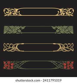 Art Nouveau Style Frames, 1900s Style Decorative Elements