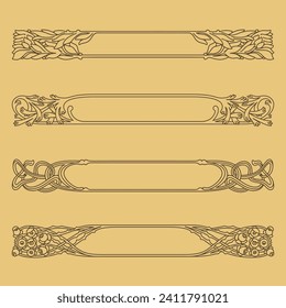 Art Nouveau Style Frames, 1900s Style Decorative Elements