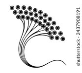 Art nouveau style illustration of flower. Natural vintage ornaments in black white vector format