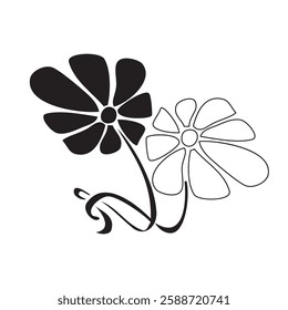 Art nouveau style illustration of flower. Natural ornaments in black white vector format.